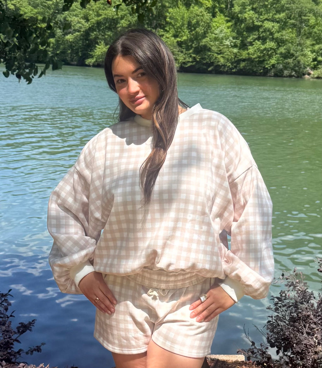 Cozy Gingham Knit Lounge Set