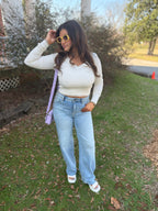 Cream Fitted Long Sleeve Top