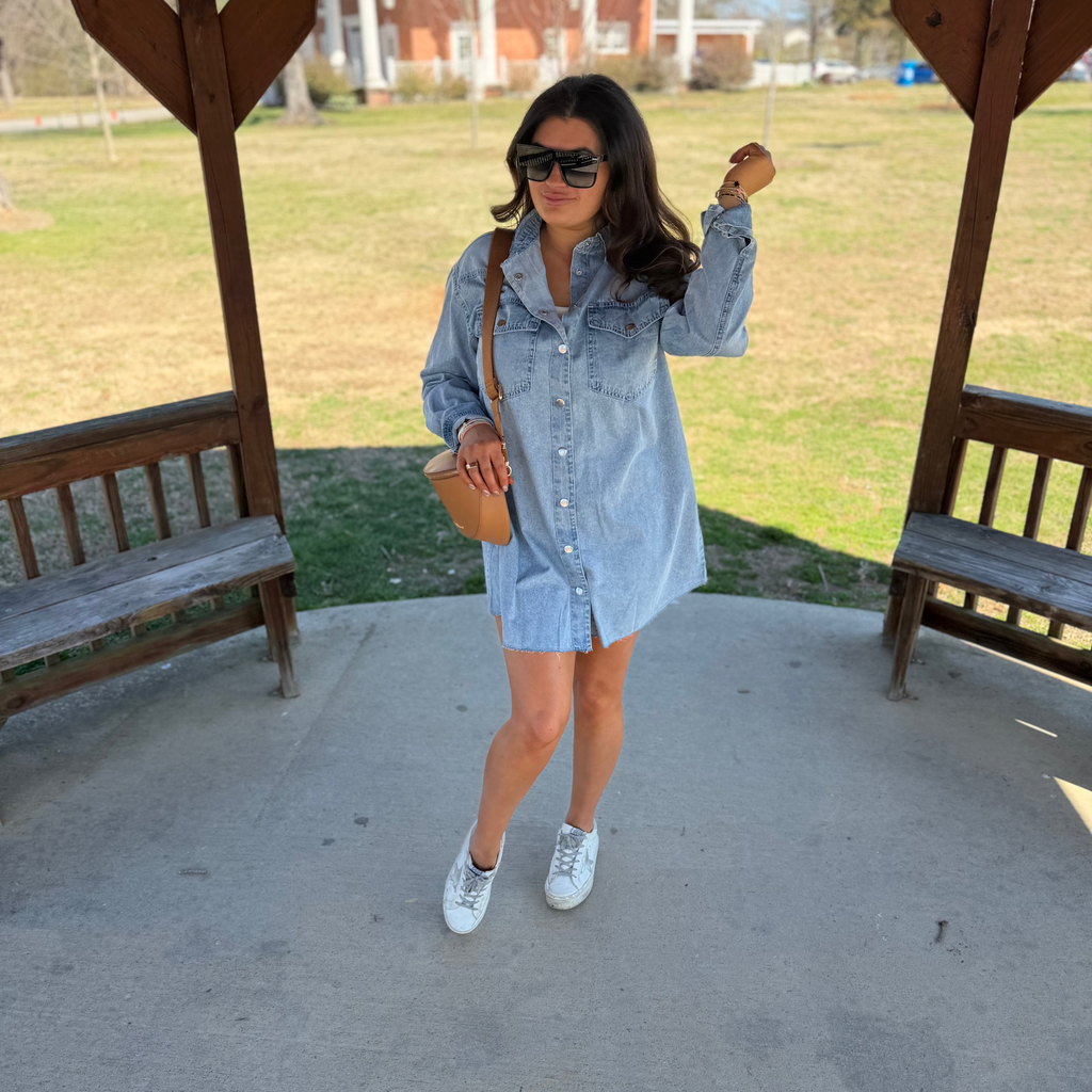 Vintage Washed Denim Shirt Dress