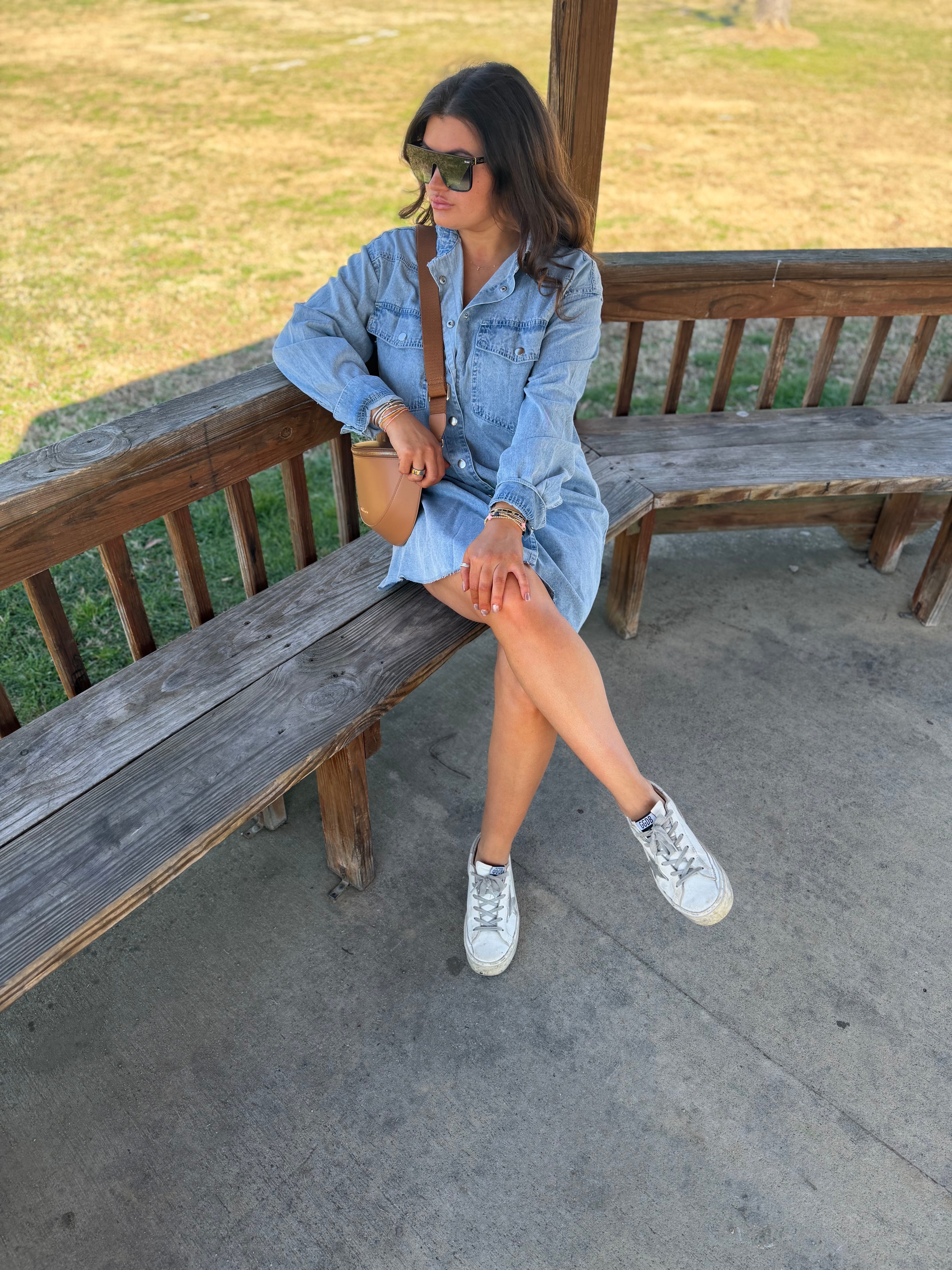 Vintage Washed Denim Shirt Dress