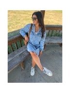 Vintage Washed Denim Shirt Dress