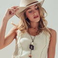 Ivory Frayed Trim Knit Tank