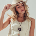 Ivory Frayed Trim Knit Tank
