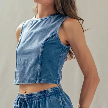 Mineral Wash Wide Leg Lounge Set