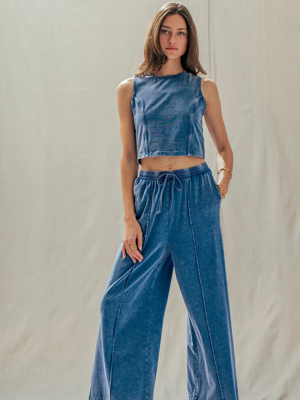 Mineral Wash Wide Leg Lounge Set